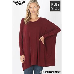 World of Leggings Oversized Round Neck Poncho Plus Size Sweater